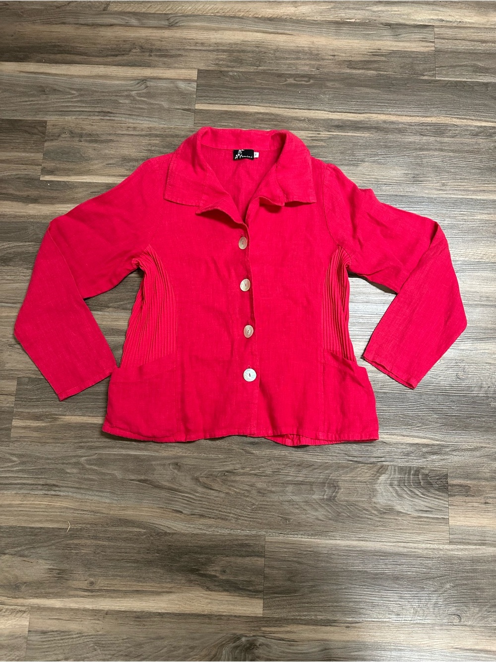 Fenini Red Linen & Cotton Shirt Jacket